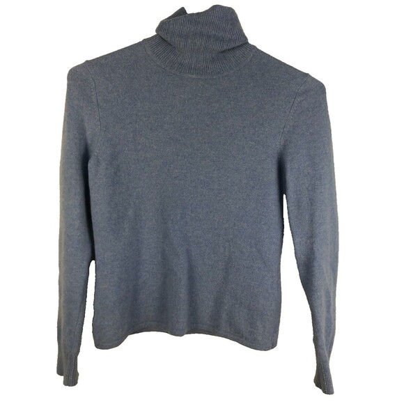 Ann Taylor Sweater Womens S 100% Cashmere Turtleneck Pullover Blue Jumper - Picture 1 of 6